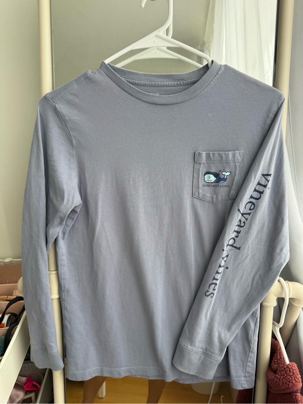 Vineyard Vines Boy’s Long-Sleeve Pocket Tee Gray with Dracula Happy Halloween